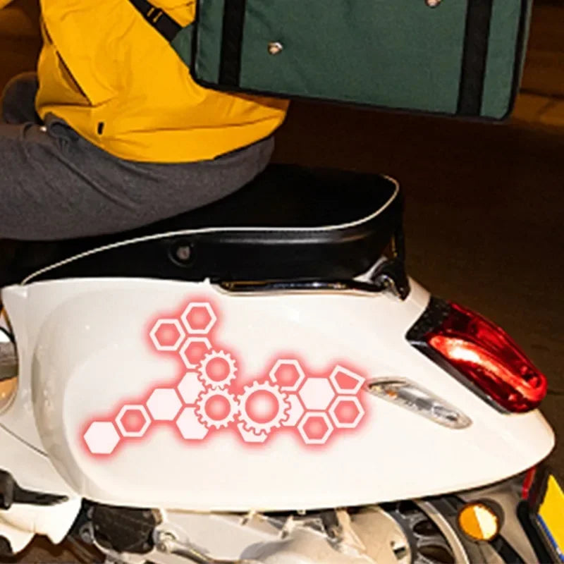 Reflective Honeycomb Hexagonal Car Sticker Motorcycle Electric Vehicle Modification Waterproof Honeycomb Gear Reflective Decal