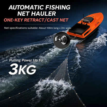 MBLN,12V GPS Large Bait Boat,  3kg Load Capacity, 500m Remote Range, Auto Return, Baiting Hook Delivery and Net Pulling