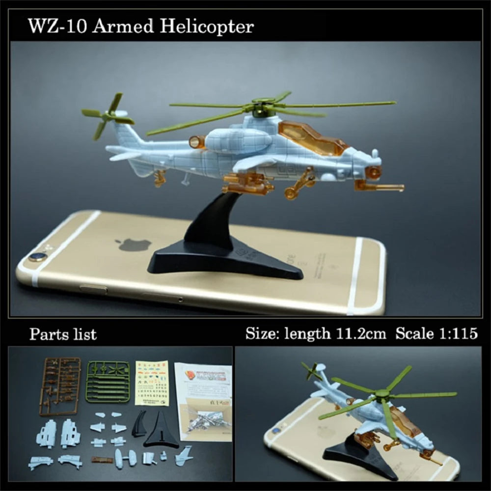 Mini Puzzle Building Toys Desktop Ornaments Soviet MI-24V  Helicopter Gunship Assembly Airplane Plastic Military Model