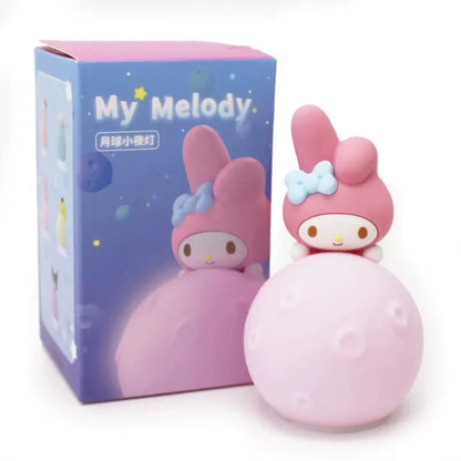 Sanrio LED Moon Night Light Blind Box Kuromi Hello Kitty Cinnamoroll Action Figure Model Kawaii Room Decor Surprise Toy Gift
