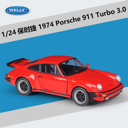 WELLY 1:24 1971 Porsche 911 Turbo 3.0 Alloy Sports Car Model Diecasts Metal Classic Vehicles Car Model Simulation Kids Toys Gift