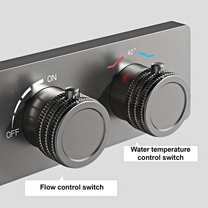 Luxury Gun Grey Brass Constant Wall Temperature Shower System LED Digital Display Cold & Hot Water Wall Mounted Bathroom Faucet