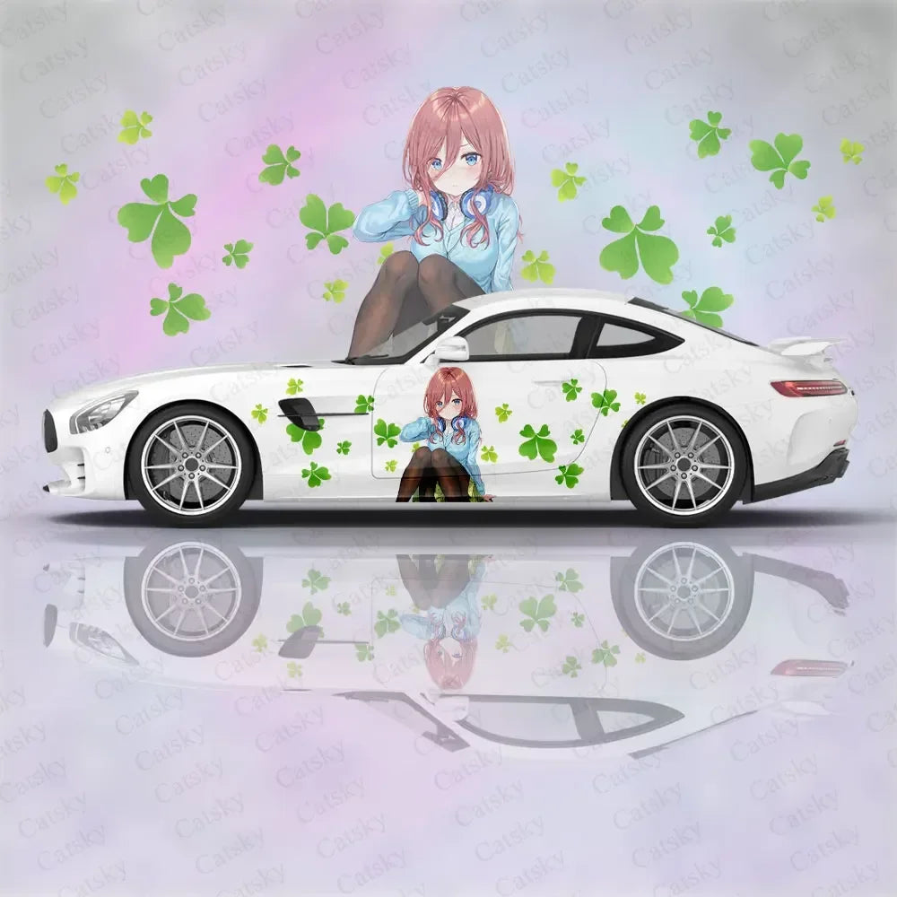 Nakano Miku Custom Anime Girl Car Accessories Anime Body Stickers Auto Side Film Decal Body Vinyl Sticker SUV Decoration Pattern