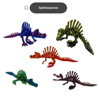5-Piece 3D Printed Dinosaur Set with Movable Joints, Including Ankylosaurus, Sauron, and Spinosaurus, Home and Decor Display Pie
