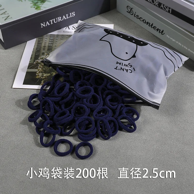 200Pcs Children's Hair Band Headgear Baby Rubber Band Women's Tie Head Girls' Headband High Elasticity Rope Hair Accessories