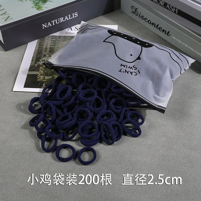 200Pcs Children's Hair Band Headgear Baby Rubber Band Women's Tie Head Girls' Headband High Elasticity Rope Hair Accessories