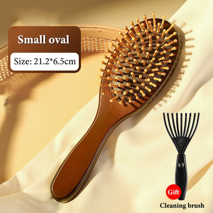 1Pcs Natural Sandalwood Massage Brush Soft Cushion Round Smooth Hair Comb Teeth For Scalp Health