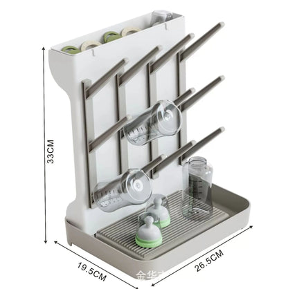 Baby Bottle Drying Rack - Multi-Level Dish Drainer with Brush Holder, Milk Bottle Sterilizer Stand & Storage Organizer