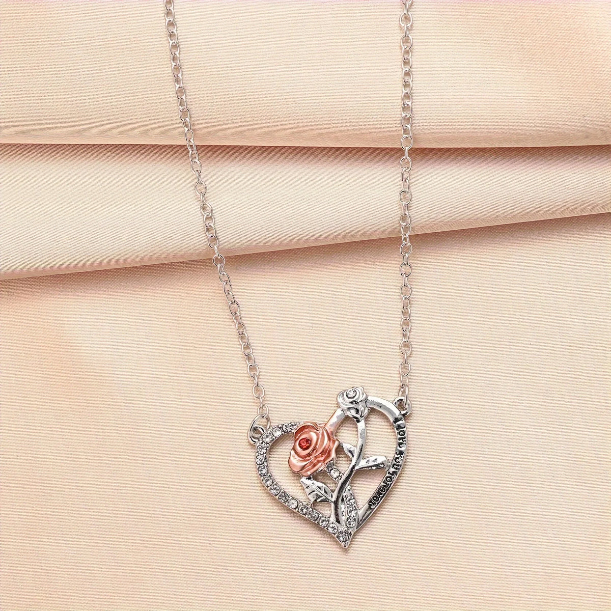 I Love You Forever Necklace With Rose Flower Gift Box For Girlfriend Mother Birthday Romantic Gift 2024 New Fashion Jewelry