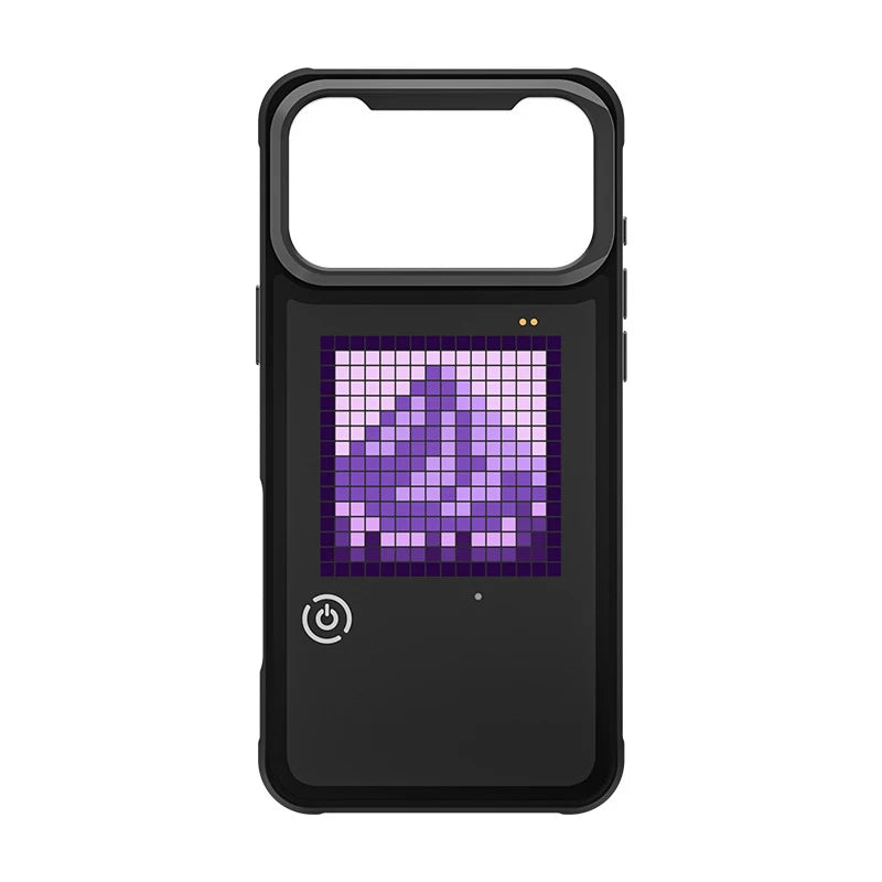 DIY LED Pixel Phone Case for iPhone 17 Series Custom Text & Pattern Animation with Built-in Fold Stand & Rechargeable Battery