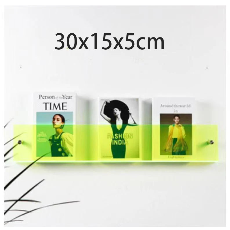12 Color Acrylic Brochure Holder Wall Mount Magazine Rack Pamphlet Stand Floating Bookshelves Hang Display Literature Organizer