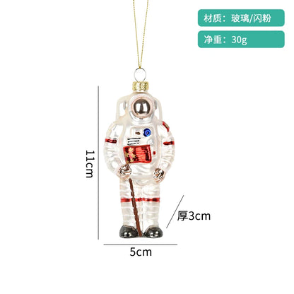 Christmas Decorations Creative Glass Painted Ornaments Astronaut Hot Air Balloon Globe Small Pendants Christmas Tree Hanging Decorations