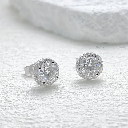 NeeTim 0.5-2CT Moissanite Stud Earrings for Women Sparkling Lab Diamond Sterling Silver S925 Wedding Party Jewelry Certified