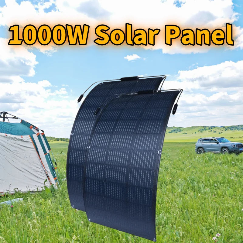 1000W Solar Panel KitsSolar Portable Power Bank 1000W  High Efficiency Flexible Charging Outdoor Solar Cells Camping Christmas