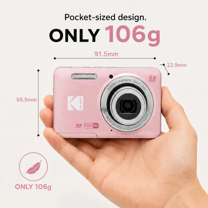 KODAK PIXPRO FZ55-RD 16MP Digital Camera 5X Optical Zoom 28mm Wide Angle 1080P Full HD Video 2.7" LCD Vlogging Camera