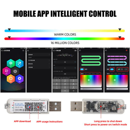 6/10 in 1 Car Led Ambient Lights RGB Symphony Auto Interior Strip Lights Remote/APP Control Decorative Atmosphere Lamp