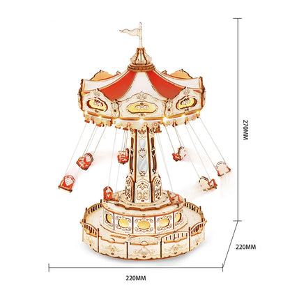 Robotime Magic Amusement Park Wooden Toys DIY Music Box Moveable 3D Wooden Puzzle for Kids Gifts for Christmas EA