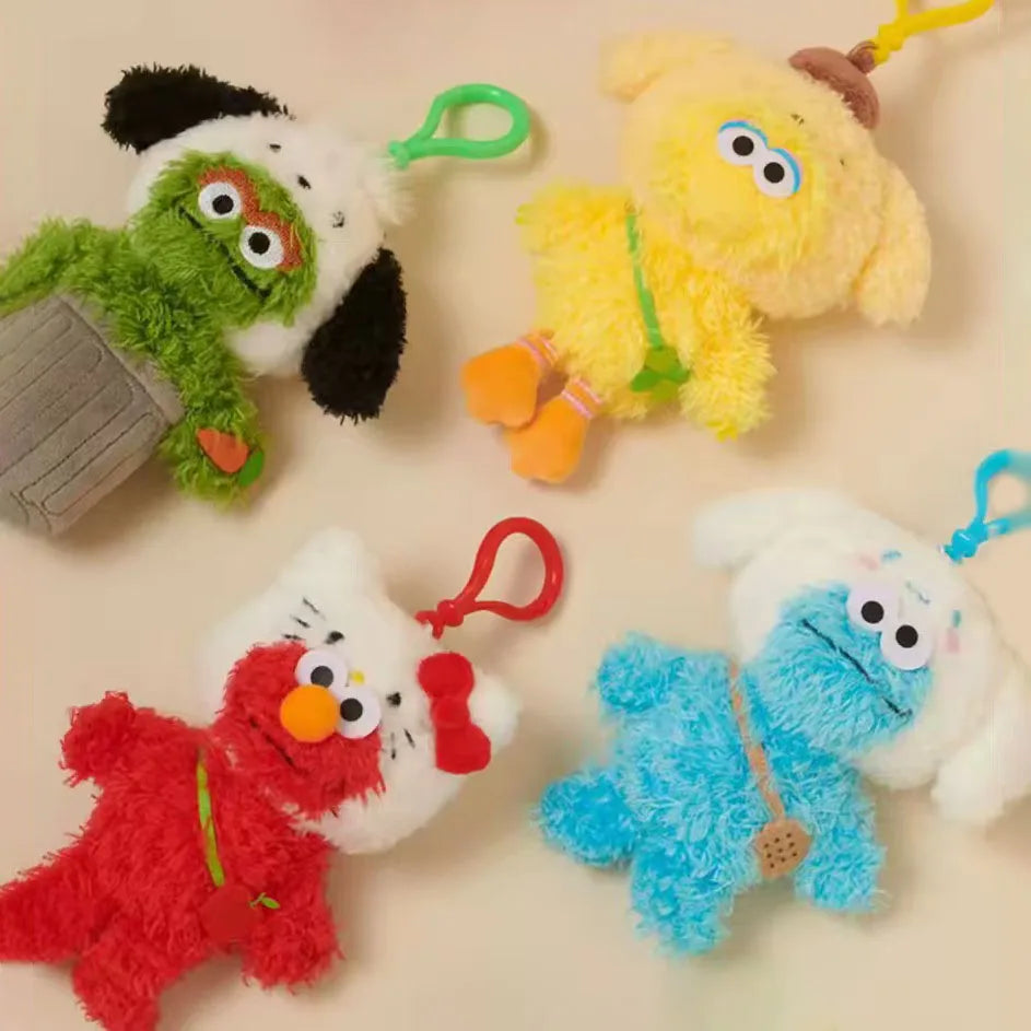 Enlightenment Cartoon Plush Keychain Cute ELMO Cookie Monster School Bag Pendant Big Bird Oscar Soft Stuff Accessories For Fans