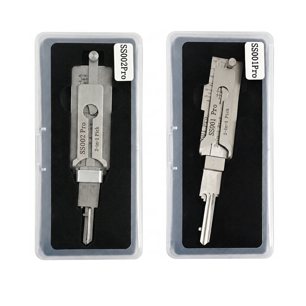 Professional Locksmith Tool,SS001Pro SS002Pro 2 in 1 Pick&Decoder,Lock Cylinder Decoding Unlocking Hand Tool with Storage Box