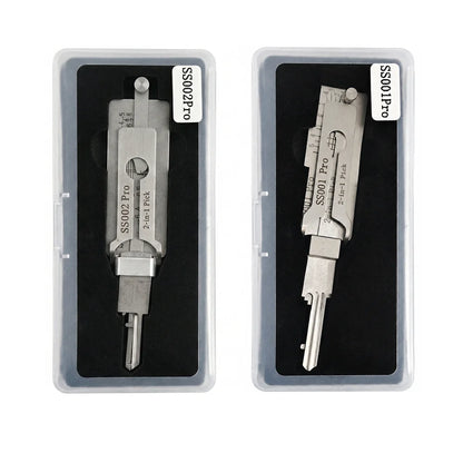 Professional Locksmith Tool,SS001Pro SS002Pro 2 in 1 Pick&Decoder,Lock Cylinder Decoding Unlocking Hand Tool with Storage Box