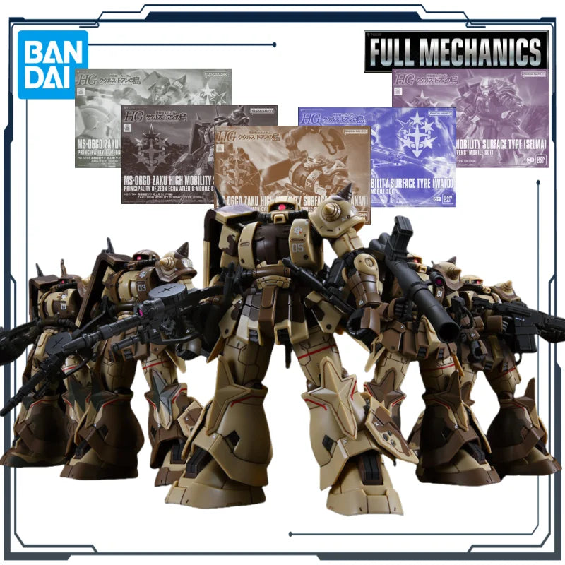 BANDAI Original HG Series Doan Island MS-06GD ZAKU HIGH MOBILITY SURFACE TYPE 1/144 Figure Assembly Model Toys Gifts for Boys