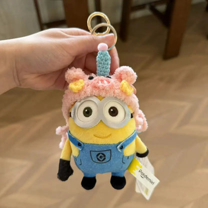 Genuine Cute Little Yellow Minion Bob Backpack Pendant Cartoon Plush Doll Keychain Bag Doll Decoration Birthday Gift