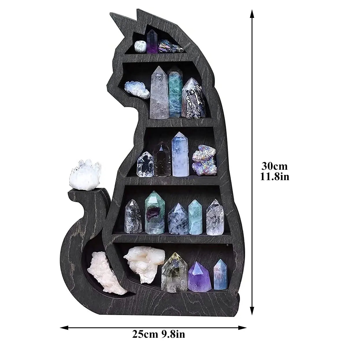 Wooden Shelf Wall Mounted Crystal Display Rack Bohemian Floating Wall Decor Storage Crystal Holders Exquisite Wooden Carving