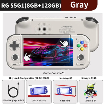 Anbernic RG 55G1 Retro Handheld Game Console 5.5" Incell IPS Multi-touch Screen 6000mAh Android RG55G1 All One Video Game Player