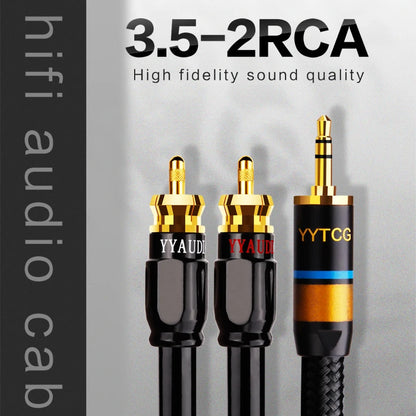 3.5mm to 2RCA audio cable, dedicated connection cable for mobile phones, power amplifiers, audio equipment and speakers