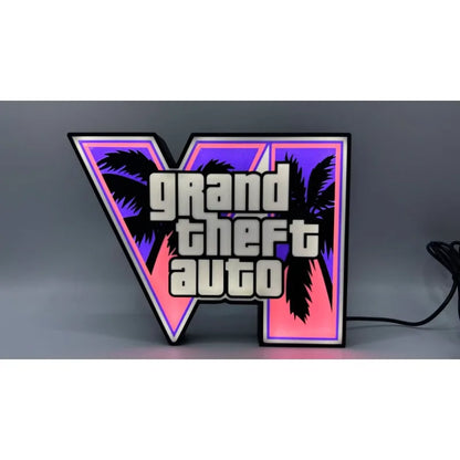 GTA 6 Grand Theft Auto VI LED Light Box Game Logo Night Light USB Power Desktop Table Lamp For Gaming Room Decor Gamer Gift