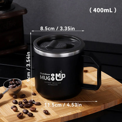 400ML Insulated Coffee Mug With Lid 304 Stainless Steel Double Wall Water Cup Sealed Milk Coffee Cup Student Adult Drinkware