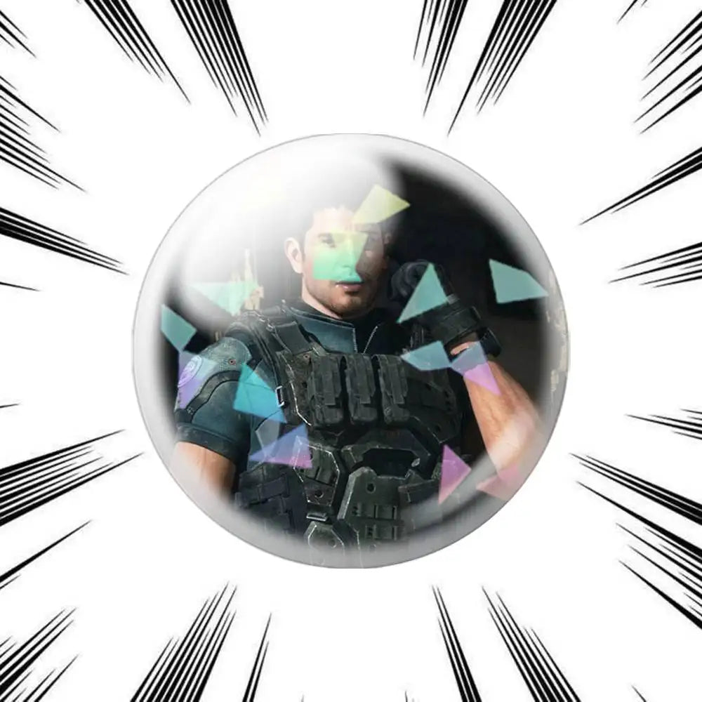 Chris Redfield Resident Evil 75mm 44mm 25mm Accessories Toys Badge Brooch Backpack Hat Pins