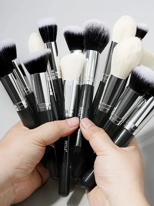 BEILI Black Professional Makeup Brush Set Natural Goat Hair Foundation Contour Eyeshadow Beauty Tools for Perfect Application