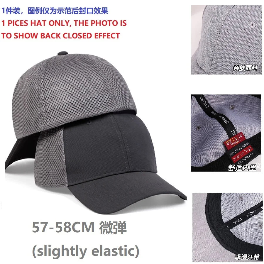 Back Closed Baseball Caps for Men and Women, Big Head and Small Head Hat, High Quality Headwear