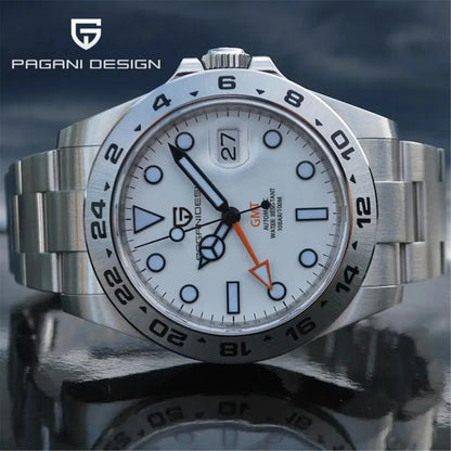 PAGANI DESIGN 2026 New V2 GMT Automatic Machinery Men Watch PD1682 Sapphire Crystal 10 Bar Waterproof Stainless Steel Pagani Des