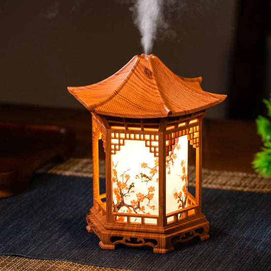 New Small Pavilion Humidifier Night Light Home Chinese Style, Home Office Humidifier USB Portable Water Supplement Car