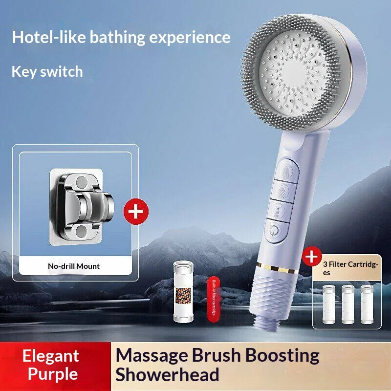 4Modes Pressure Boost Shower Head Multifunction Adjustable Large Water Shower Nozzle Massage Bathroom Accessory