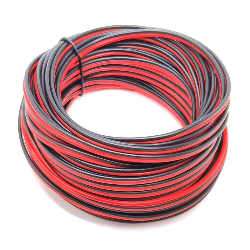 12V Red Black Hookup Wire 2 Pin Automotive Flat Cable LED Extension Wires For Doorbell LED Ribbon Lamp Tape Lighting Speakers