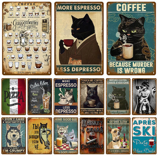 Retro Tin Sign Vintage Metal Signs Plates Posters House Interior Bathroom Wall Art Mural Aesthetic Room Home Decor Decorations