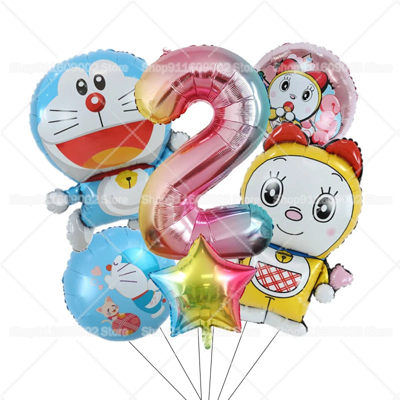 Doraemons Number 1-10 Balloons Girls Boys Birthday Decorations Baby Shower Gender Reveal Balloon Party Supplies Kids Toys Gift