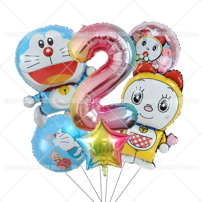 Doraemons Number 1-10 Balloons Girls Boys Birthday Decorations Baby Shower Gender Reveal Balloon Party Supplies Kids Toys Gift