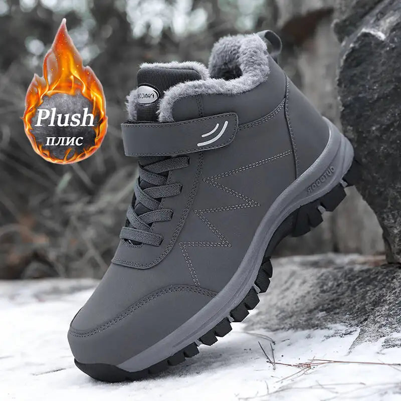 Winter Men Boots Microfiber Leather Snow Boots Man Plush Warm Causal Shoe Waterproof Men Boots Male Sneakers Spring Ankle Boots