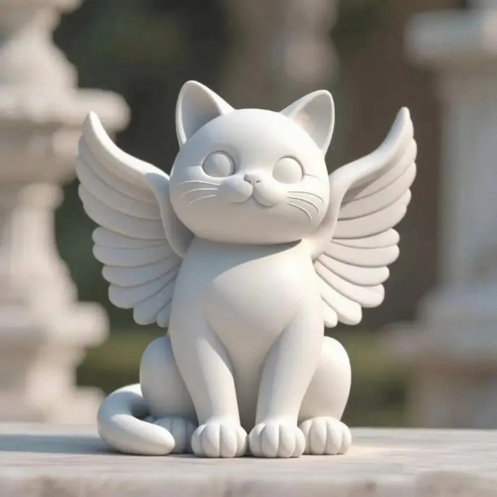 1 Piece Angel Cat Statue Ornament, Cat Statue with Wings, Pet Keepsake Animal Cat Statue Ornament, Elegant and Simple Decoration, Suitable for Home, Office or Living Room Decoration, Birthday, Halloween, Christmas, Thanksgivi