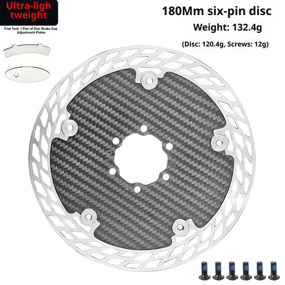 Ultra Light Carbon Fiber Bicycle Disc Brake Rotor 140mm 160mm 180mm 6-Bolt Center Lock Floating Brake Disc Stainless Steel Heat