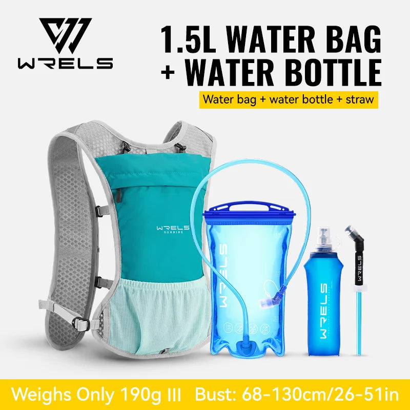 WRELS Running Vest Lightweight Hydration Vest with Water Bladder Hydration Backpack for Marathon Trail Cycling Hiking Jogging