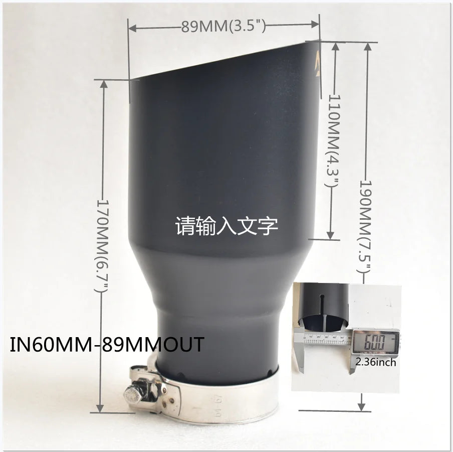 AK 304 Stainless Steel Matte Black Exhaust Tip Single Exit Angled Muffler Tail Pipe Universal Fit for Cars SUVs 51mm/63mm