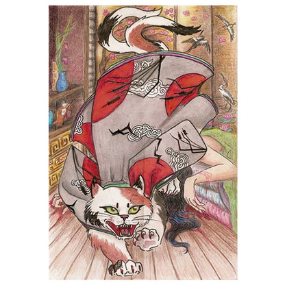 Japanese Ukiyo-e Tattoo Cat Noren Door Curtain Printed Doorway Curtain Kitchen Bedroom Entrance Decoration Hanging Half-Curtains