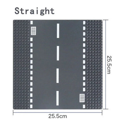City Road Street Baseplate Straight Crossroad Curve T-Junction Building Blocks Base Plates Construction for Children Kids