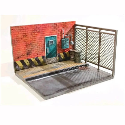 1:64 Mini Micro Building Back Door Back Alley Street Corner Car Model Miniature Scene Kit 3D Print DIY Blank Model Desktop Ornam