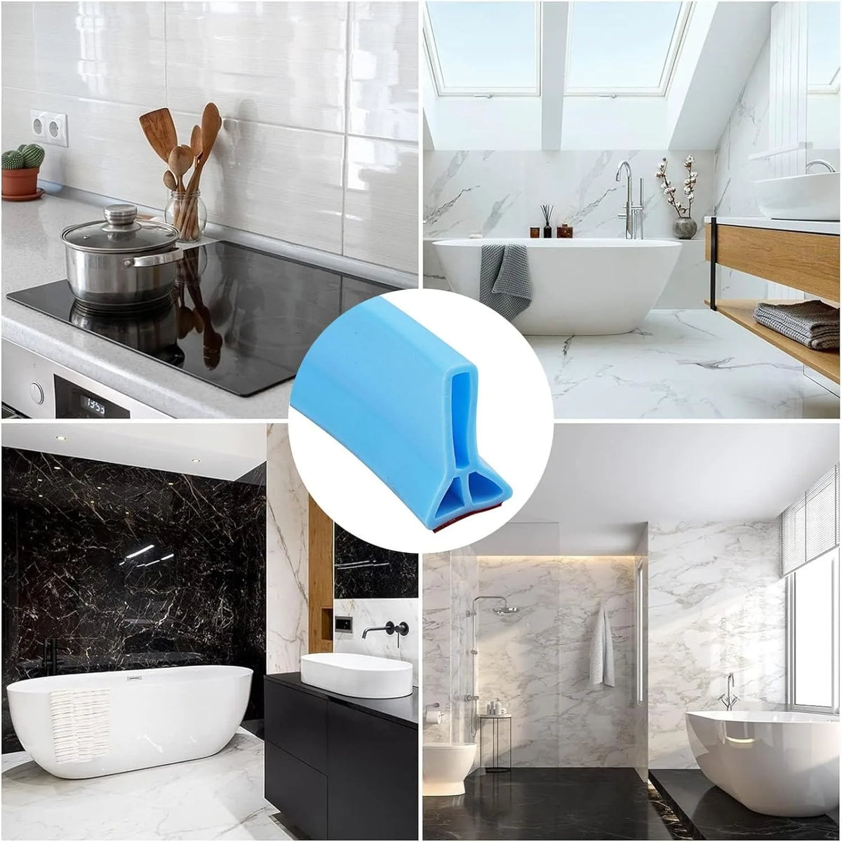 Water Barrier Heigh 3/5cm Self Adhesive Bendable Water Retaining Strip for Kitchen Bathroom Separation Shower Accessories
